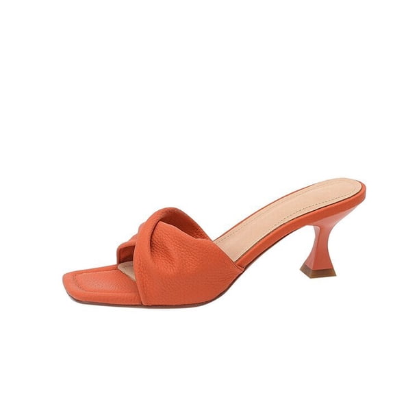 2023, moda de verano, zapatillas sencillas para mujer, pies de rocío, tacones altos, Color sólido, moda Sexy, zapatillas informales de tacón de aguja, zapatos para mujer 36 Gao Jinjia LED