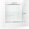 thumbnail image 2 of Kohler 707618-8L-SH 56.75 x 59.62 in. Elate Sliding Bath Door with 0.31 in. Thick Heavy Crystal Clear Glass - Bright Silver, 2 of 7