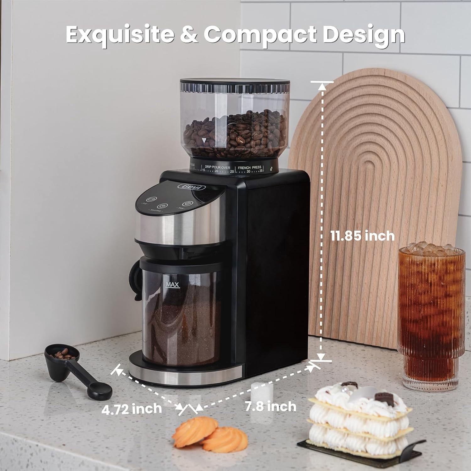 Electric Coffee Grinder with 35 Grind Settings for Espresso and Drip, Burr Mill for Home Use