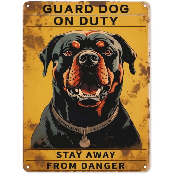 Metal Beware of Dog Warning Sign 12x8 Inch Guard Dog on Duty Stay Away