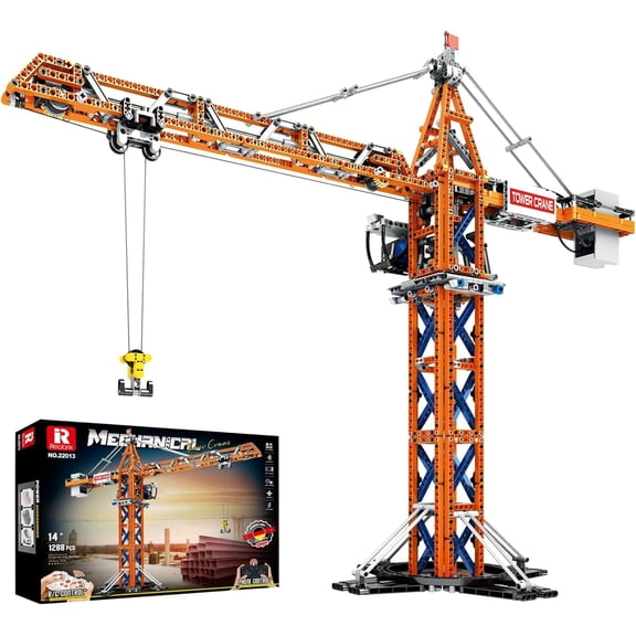 Crane Building Blocks Set, RC Tower Crane Construction Vehicle Model Kits with Dual Motors, 1176 PCS City Crane Toy for Adults, Gift for Men and Construction Machinery Lovers 22013
