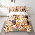 thumbnail image 2 of Manfei Kawaii Pet Dogs 7-Piece Twin Bedding Sets,Color Cartoon Flowers Bedding Comforter Set,Cute Daisy Blossom Sheet Sets For Girls Boys,Microfiber Bedroom Decor Reversible, 2 of 8