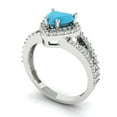 thumbnail image 2 of Clara Pucci 14K White Gold 1.49ct Turquoise Halo Ring for Women, 2 of 8