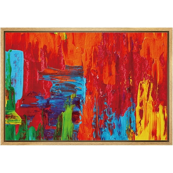 wall26 Canvas Print Wall Art Bright Red, Orange, Yellow, Blue and Green Color Blocks with Texture Abstract Shapes Modern Art Bohemian Colorful for Living Room, Bedroom, Office - 16"x24" Nat