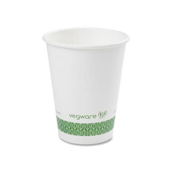 Vegware 89-Series Hot Cup, 12 oz, Green/White, 1,000/Carton