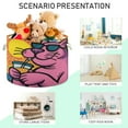 thumbnail image 4 of Round Toy Storage Basket Foldable Storage Basket for Home Decor Laundry Basket20" x 14" Cartoon Cool Pink Cat, 4 of 6