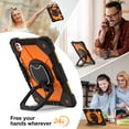 thumbnail image 6 of for iPad Pro 11" 2024 M4 5th Geneartion A2836/A2837/A3006 with Pencil Holder/360° Rotating Kickstand/Grip Handle/Shoulder Strap Kids Girls Heavy Duty Protective 3-Layers Cover, Black+Orange, 6 of 8