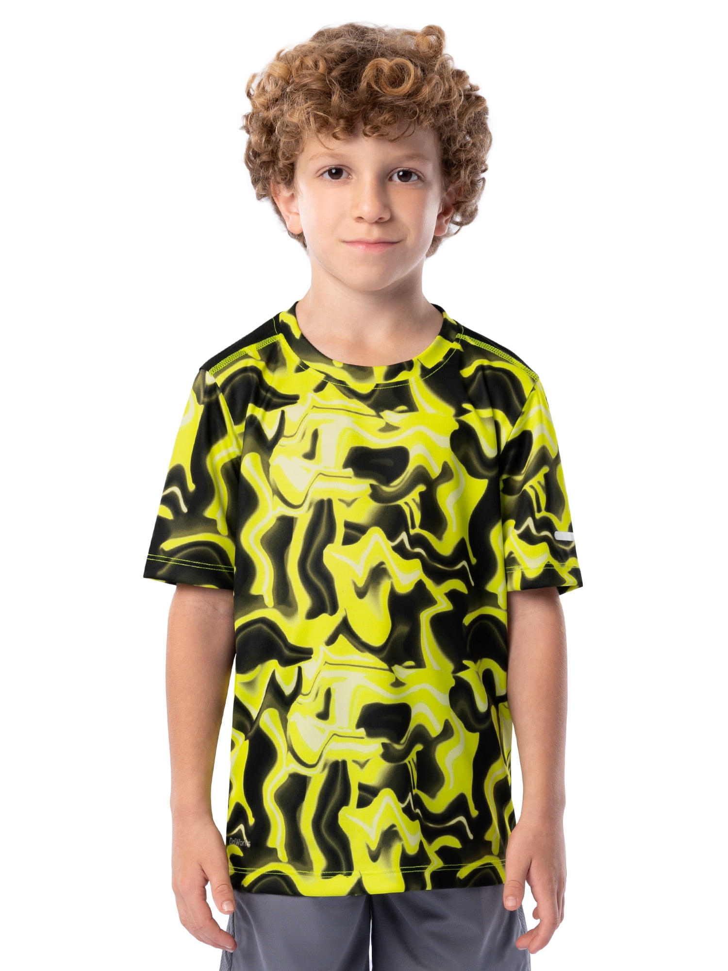 Athletic Works Boys Active Solid and Print Short Sleeve T-Shirts, 3-Pack, Sizes 4-18 & Husky