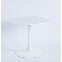 24" White Square Tulip Table Small Dining Table with Metal Pedestal Base for 2-3 People