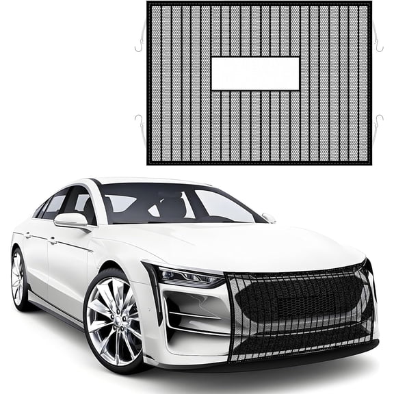 Car Grille Protection Net, 39.4"×31.5" High-Density Front Grill Air Intake Mesh Dustproof Net with Hooks, Car Grill Mesh