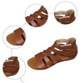 thumbnail image 5 of Rokment Wedge Low Heels Gladiator Sandals for Women Beach Roman Casual Leather Hollow out Open Toe Fisherman Flat Dress Summer Shoes Brown Size 8, 5 of 7