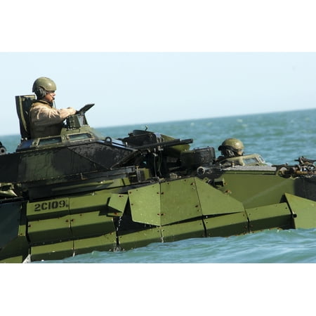 Uss Alligator - Atlantic Ocean February 1 2012 - Marines aboard an amphibious assault vehicle transit to the amphibious assault ship USS Kearsarge during exercise Bold Alligator 2012 Poster Print