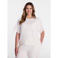 thumbnail image 2 of Joyspun Women's French Terry Knit Sleep Top with Short Sleeves, Sizes XS-3X, 2 of 6