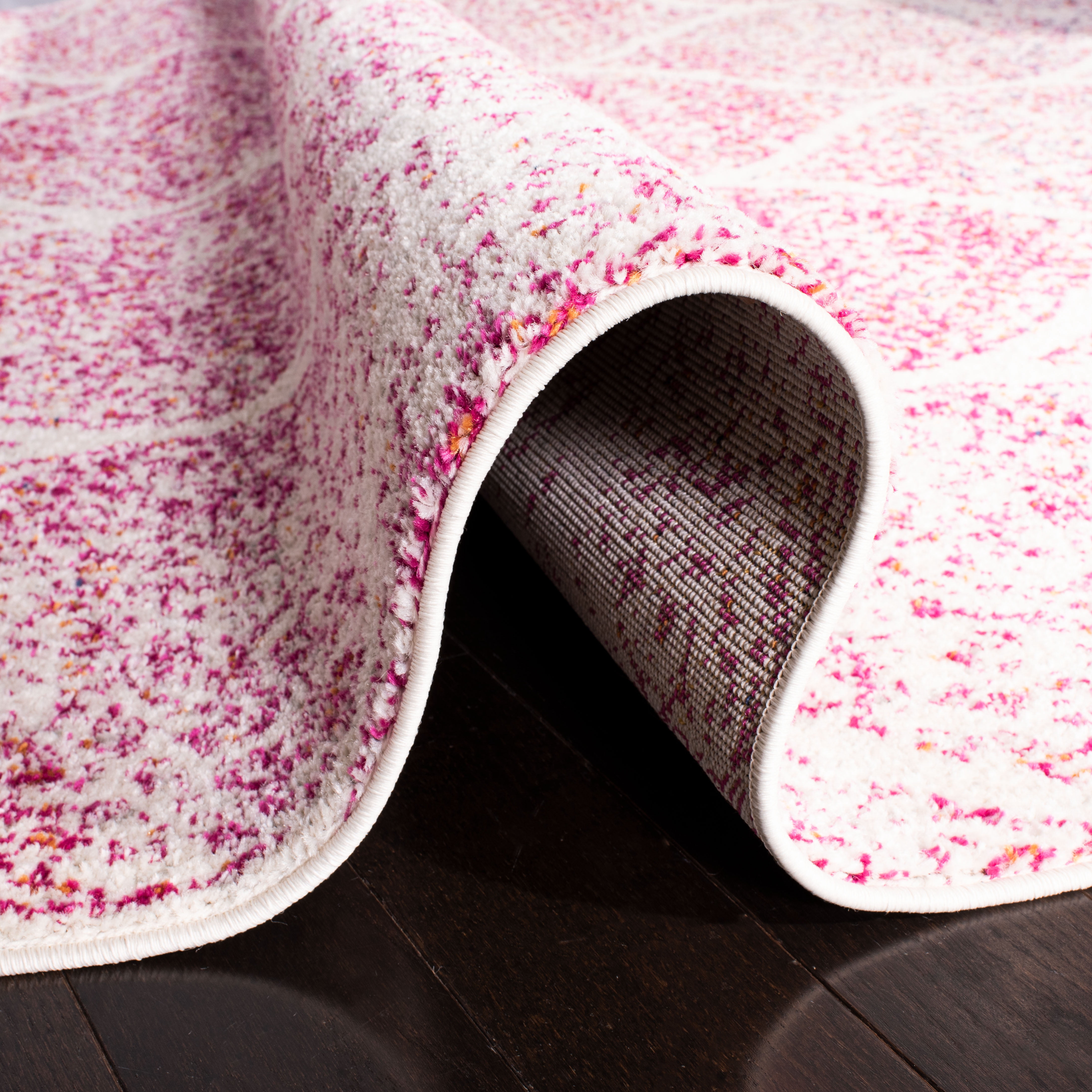 SAFAVIEH Madison Leighton Geometric Runner Rug, Cream/Fuchsia, 2'3" x 10'