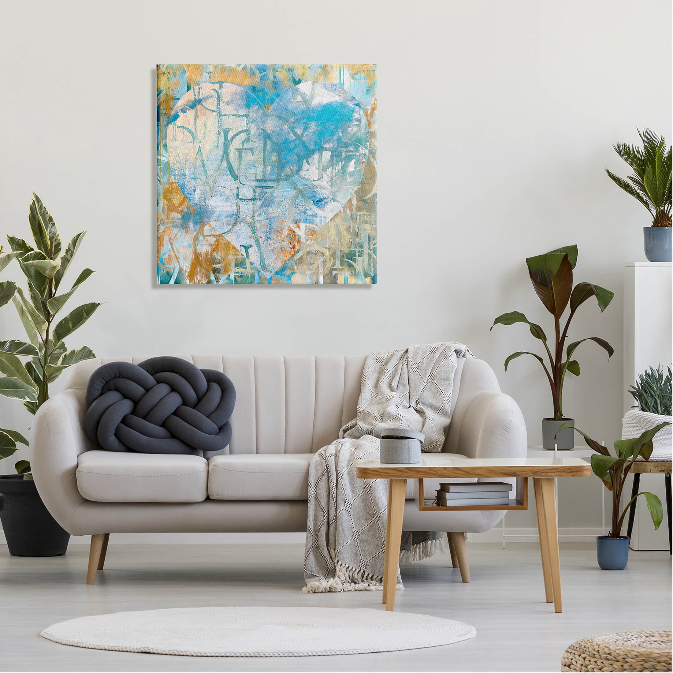 Layered Typography Heart Shape Abstract Graphic Art Gallery Wrapped Canvas Print Wall Art