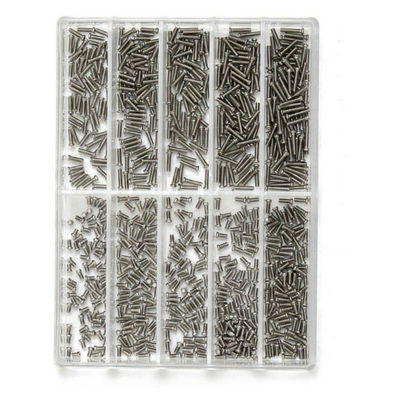 600pcs Stainless Steel Watch Screws Assortment Box Multi-Size Small Screws for Repairing Watches, Eyeglasses, Sunglasses