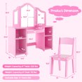 thumbnail image 3 of Gymax Kids Vanity 2 in 1 Princess Makeup Desk & Chair Set Safe Tri-fold Mirror Pink, 3 of 9