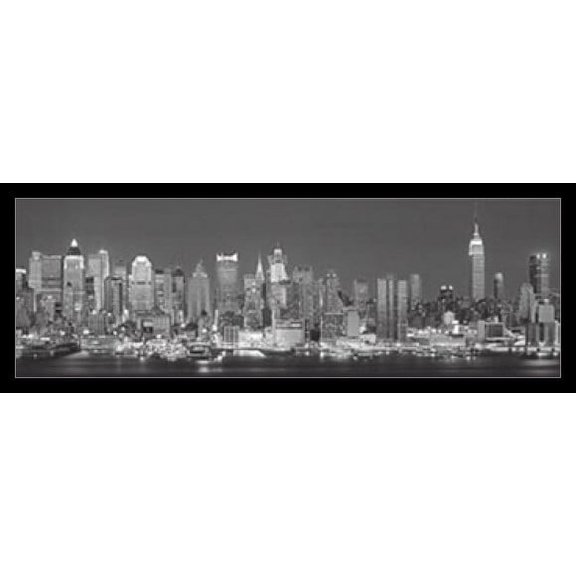The Silver City - New York Sky Laminated & Framed Poster (36 x 12)