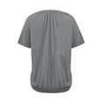 thumbnail image 2 of Fnooota Women's V Neck T-shirts, Short Sleeve Fitted Hem Pleated Front Casual Summer Tops Gray Size S, 2 of 4