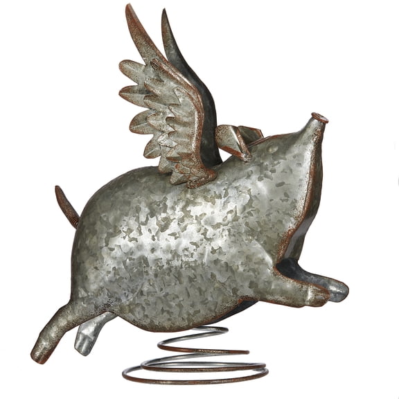 Contemporary Home Living 11" Silver Unique Animalistic Flying Pig Tall Table Top Decor