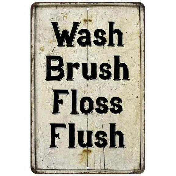 Wash Brush Floss Flush Vintage Look Chic Distressed 8x12108120020183