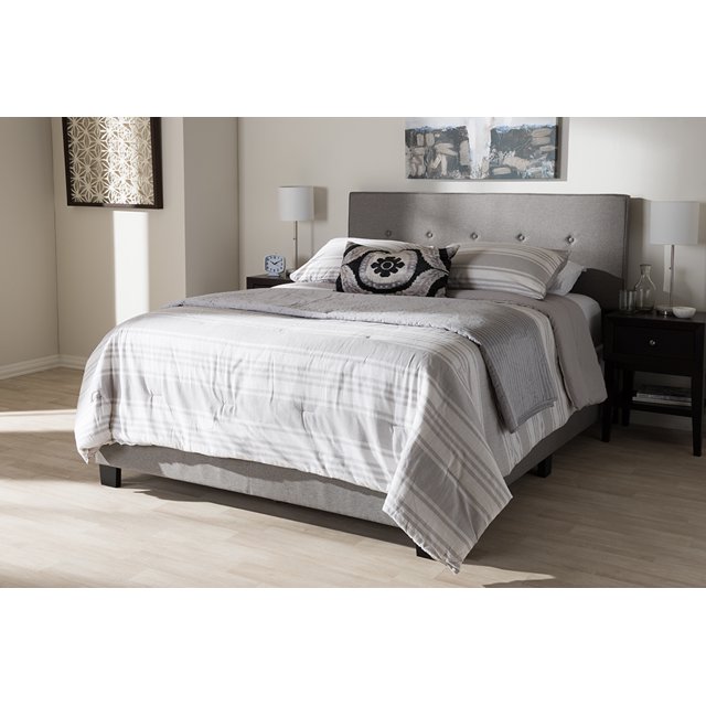 Baxton Studio Hampton Cama tapizada tamaño queen moderna y contemporánea de tela gris claro Baxton Studio CF8747-H-Light Grey-Queen