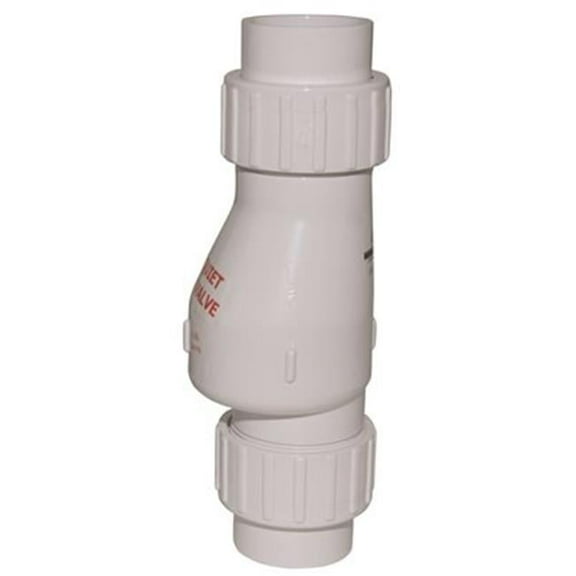 Zoeller Quiet Check Valve, 1.5 in., PVC, Union Solvent Weld - White