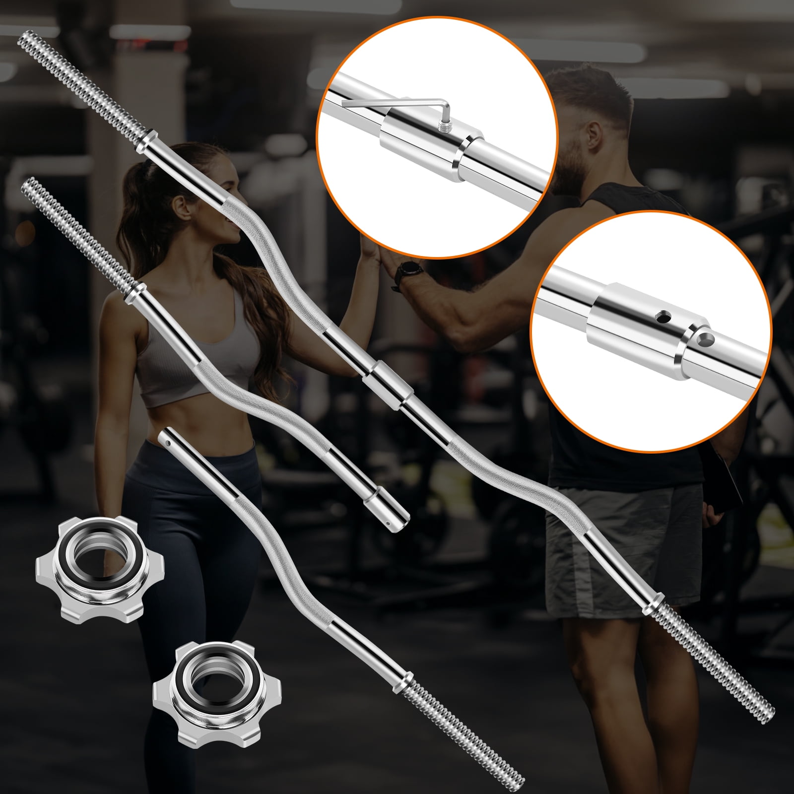 ARVAKOR 66 LB Adjustable Weight Barbells Set - Olympic Curl Bar & Weights with Chrome Finish, Black