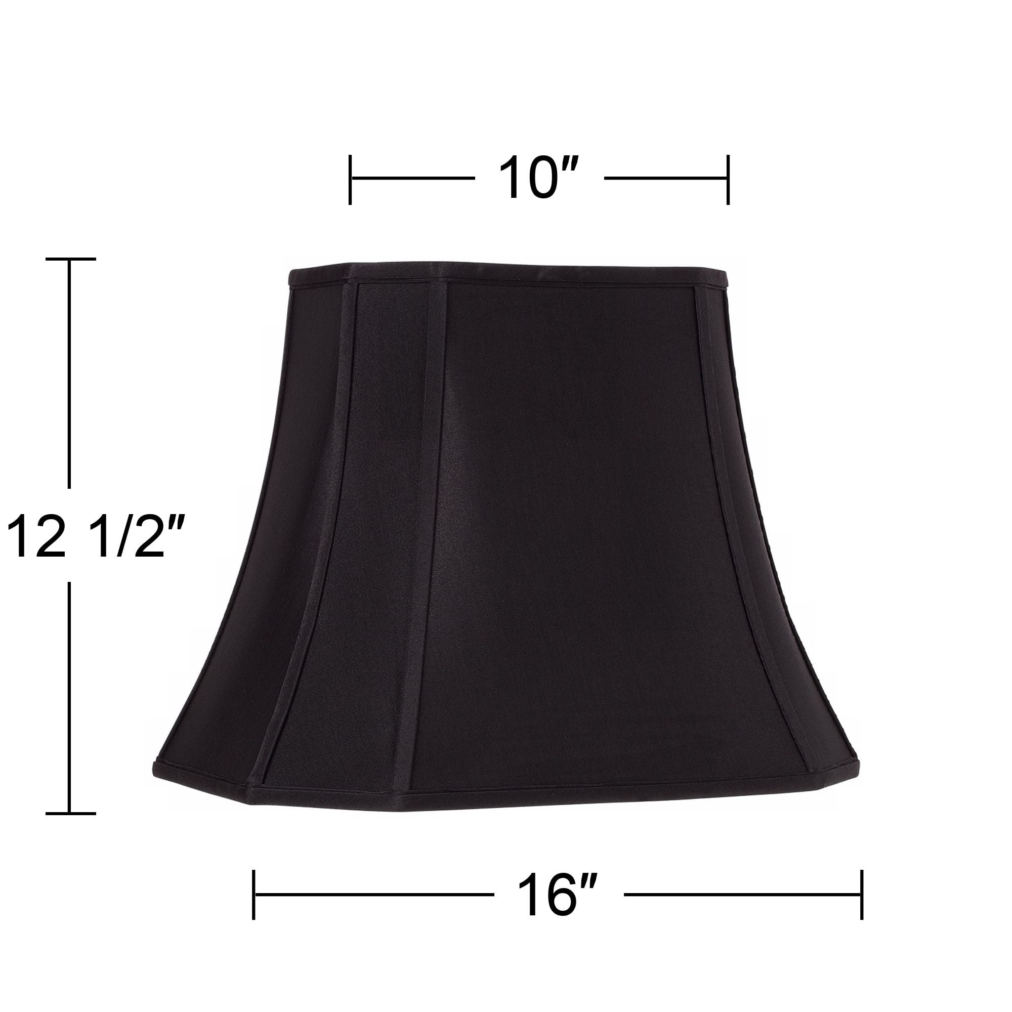 Springcrest Black Oblong Cut Corner Medium Lamp Shade 10" Wide x 7" Deep at Top and 16" Wide x 12" Deep at Bottom and 13" Slant x 12.5" H (Spider)