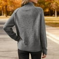 thumbnail image 5 of Women's Button Detail Knit Pullover Sweater Stand Collar Soft Loose Fit Long Sleeve Top Comfortable Casual Fall Winter Outfit, 5 of 6