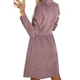 thumbnail image 3 of Avamo Womens Turn Down Collar V Neck Button Down Dress Empire Waist Casual Midi Dress Autumn Corduroy Shirt Dress, 3 of 3