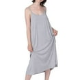 thumbnail image 4 of Defitshape Women's Plus Size Bamboo Nightgown Cami Cotton Sleepwear Sleeveless Loungewear Soft Summer Night Pajama Sleep Dress Knee Length Nightwear Grey 4X, 4 of 5