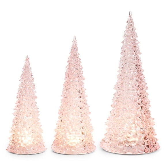 RAZ Imports Lighted Trees, 15.5-inch Height, Pink, Plastic, Set of 3, Christmas, Home D√©cor