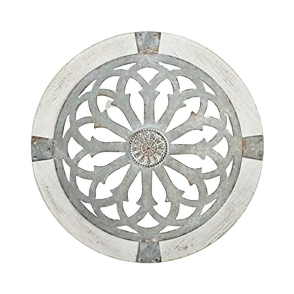 Metal Round Decorative Wall Hanging Medallions, Wall Art, White