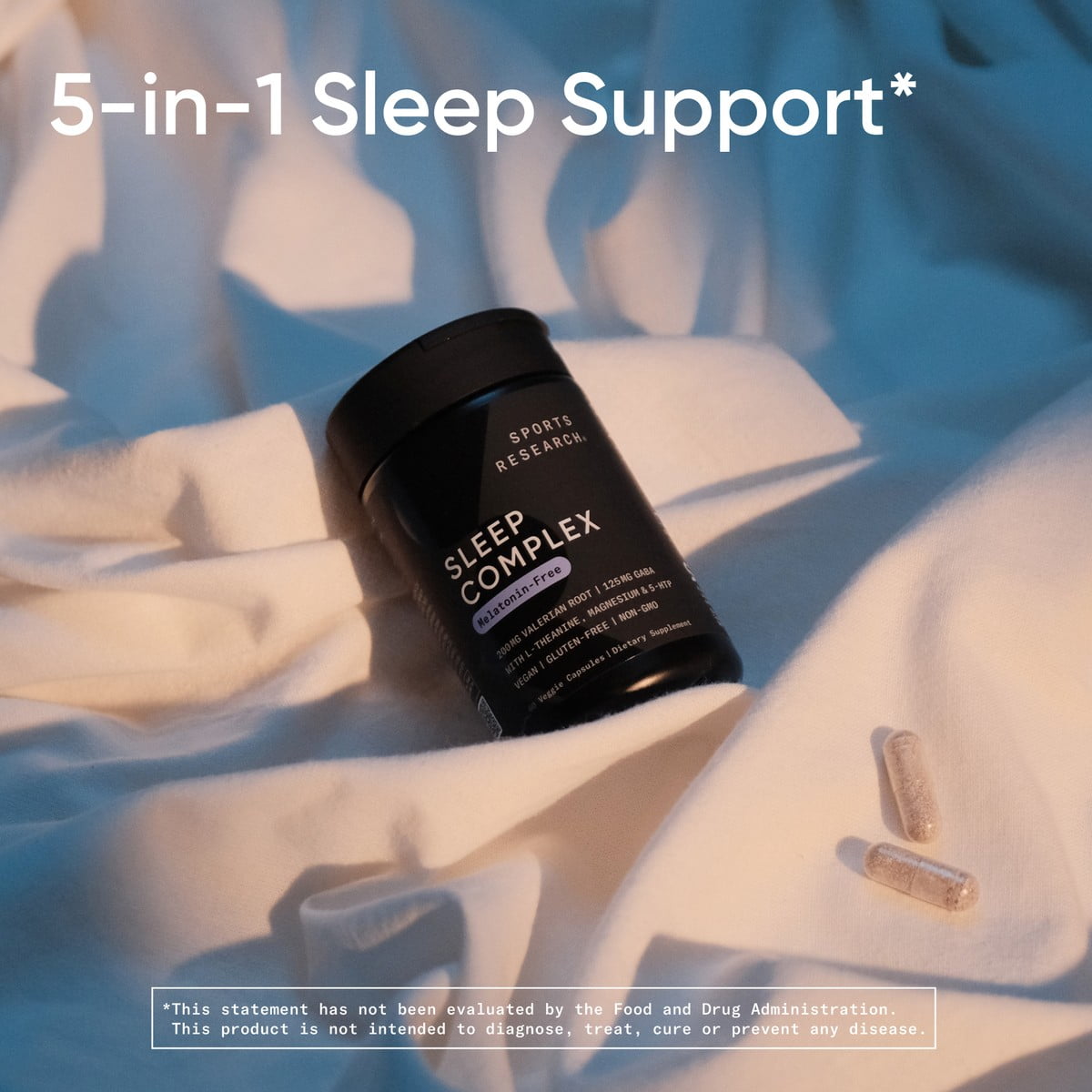 Sports Research® Sleep Complex w/ Valerian Root GABA & Magnesium - Natural Sleep Aid Relaxation