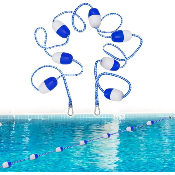 16ft -20ft Adjustable Pool Safety Rope with Floats, Floating Pool Divider- Sturdy, Effective Visibility, Easy to Install - Floating Barrier for Indoor and Outdoor Swimming Pools Separating Depth