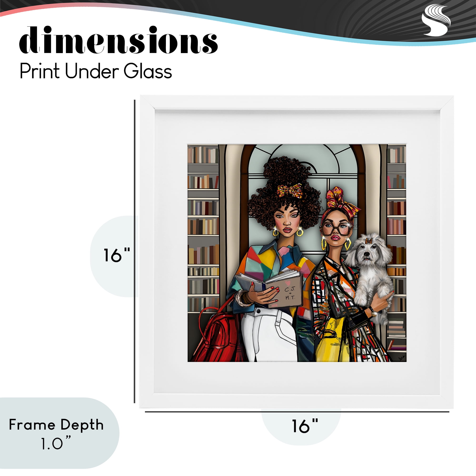 Stupell Industries Bookish Girls at Library White Framed Print Under Glass, design by Tara Boone