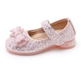 thumbnail image 6 of Girls' Performance Dance Shoes with Shiny Rhinestone Accents and Leather Bow, 6 of 9