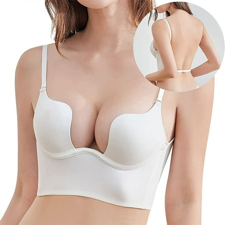 

Push Up Bra Backless Bra Women Bras Low Cut Plunge Brassiere Deep U Wedding Underwear Open Back Bra Invisible