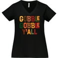 thumbnail image 3 of Inktastic Thanksgiving Gobble Gobble Y'all Women's Plus Size V-Neck T-Shirt, 3 of 5