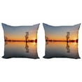 thumbnail image 1 of Ambesonne Nautical Throw Pillow Cover 2 Pack, Sunset on Lake Tahoe, 24", Orange Blue, 1 of 2