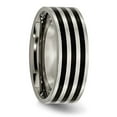 thumbnail image 4 of Auriga Fine Jewelry Titanium Black IP-plated Striped 8mm Band for Men Size- 12.5, 4 of 6