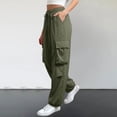 thumbnail image 2 of Women Cargo Pants, Comdrip Women Loose Elastic Waist Hiking Pant Casual Trousers Hiking Streetwear with Multi Pockets Baggy Cargo Pants Women Army Green XL, 2 of 4