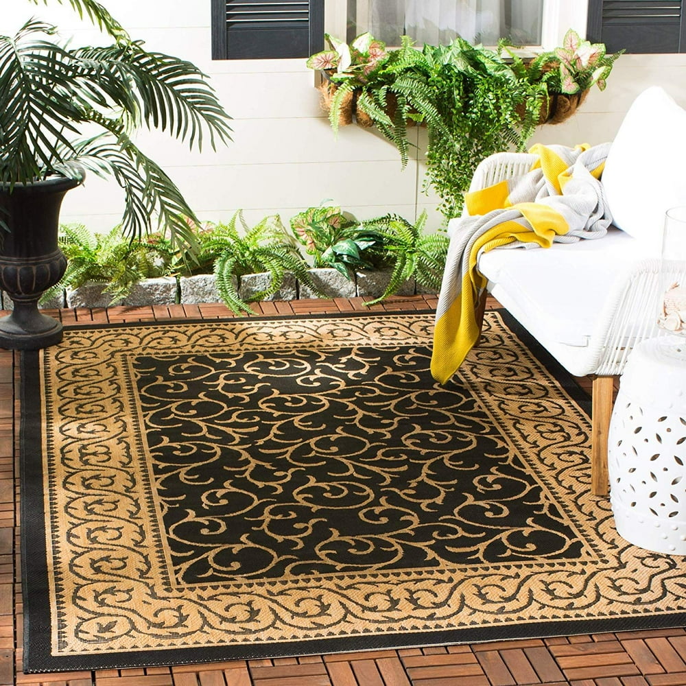 Safavieh Courtyard Collection CY601446 Black and Natural Indoor