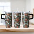 thumbnail image 2 of 20oz Stainless Steel Coffee Tumbler with Handle, Geometric Textured Design, Double Wall Insulated Leak-Proof Travel Mug, 2 of 5