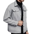 thumbnail image 2 of Men's Trendy Lapel Woolen Coat Solid Color Casual Sports Business Jacket for Fall Winter Office Wear Christmas Holiday,Light Gray,M, 2 of 5