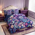 thumbnail image 2 of Erosebridal Gray Outdoor Life 7pcs Queen Bedding,Retro Paisley Stripe Bedding Comforter Set Queen,Navy Blue Reversible, 2 of 7