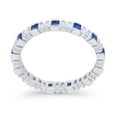 thumbnail image 4 of Princess Full Eternity Baguette Round Ring Blue Sapphire CZ 925 Sterling Silver Size 9, 4 of 5