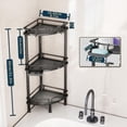 thumbnail image 2 of LEFEE 3 Tier Corner Shower Caddy Stand - Shower Organizer with Soap Holder, Standing Tall Floor Shower Stand with Adjustable Feet & 4 Hooks, Shower Shelf Rack Storage for Bathroom Black, 2 of 7