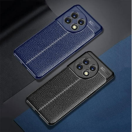 For OnePlus 11 5G Luxury Shockproof Business Classic Soft PU Leather Texture Rubber Phone Case Back Cover,Black